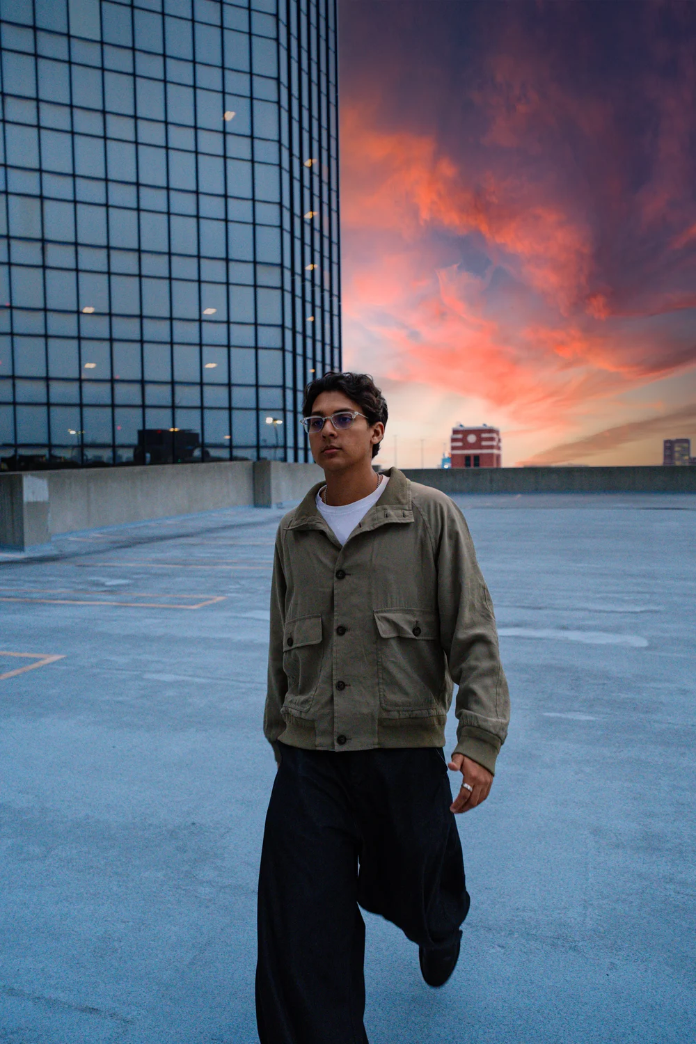 LUV DISK on a rooftop at sunset